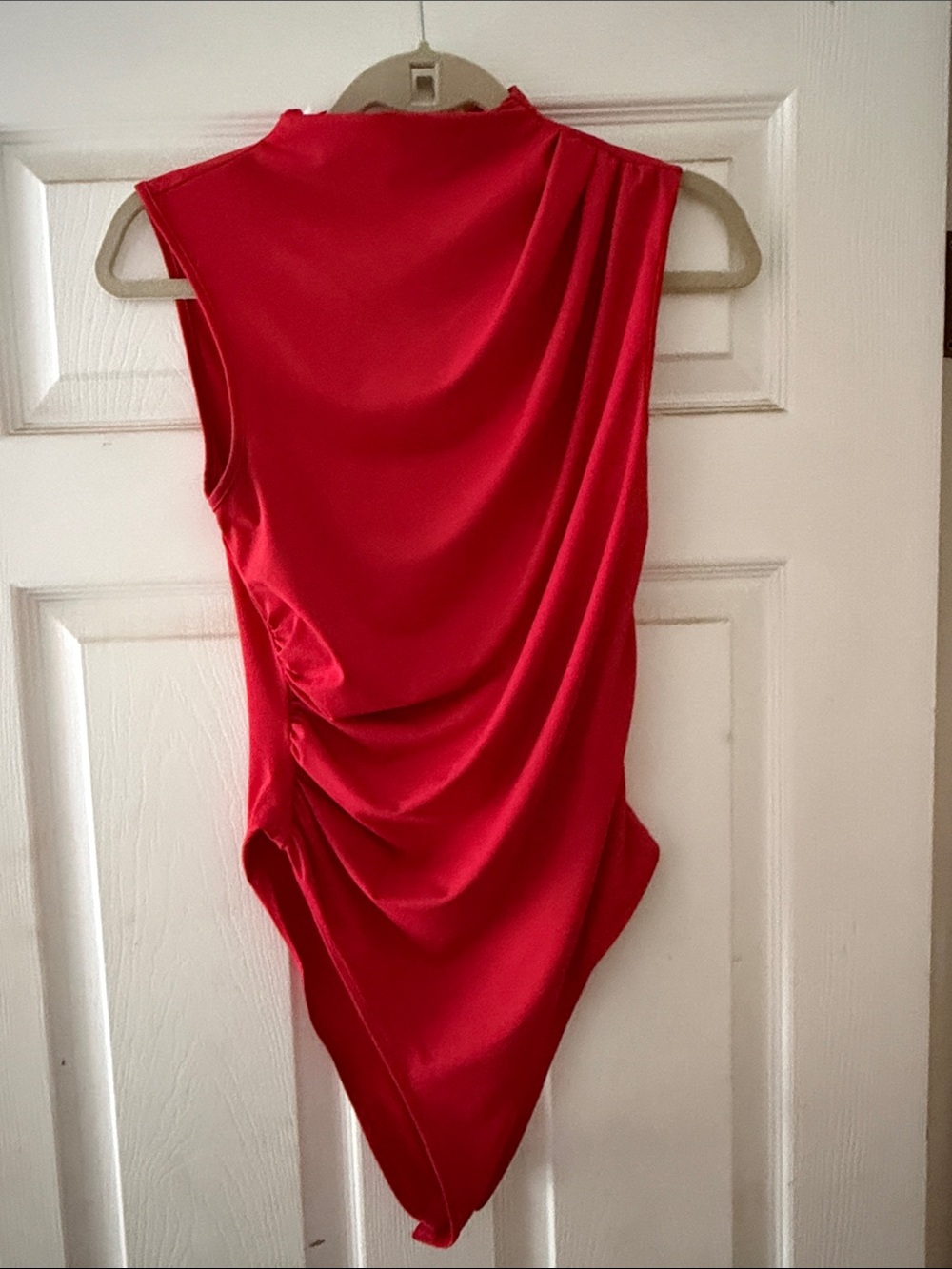 SHEIN Red Draped Sleeveless Bodysuit